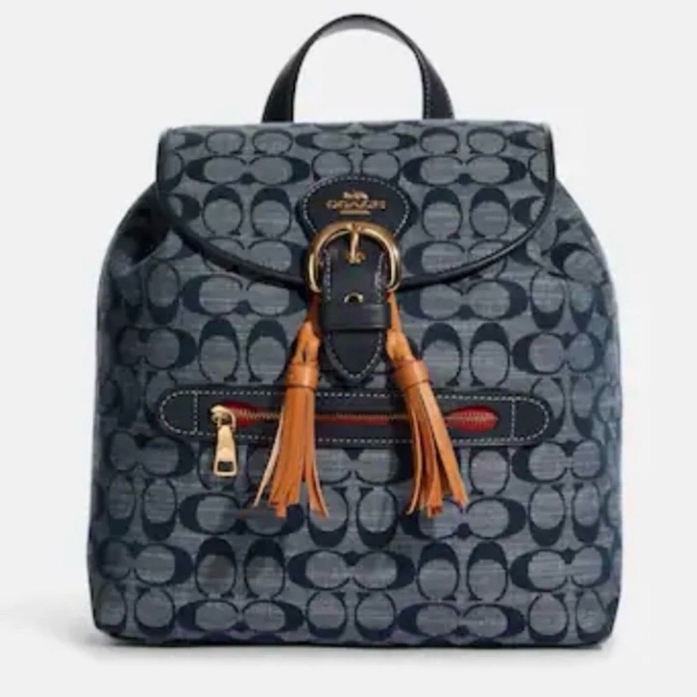COACH Kleo Backpack in Signature Blue/gold Chambray - 10" x 11" x 6.25